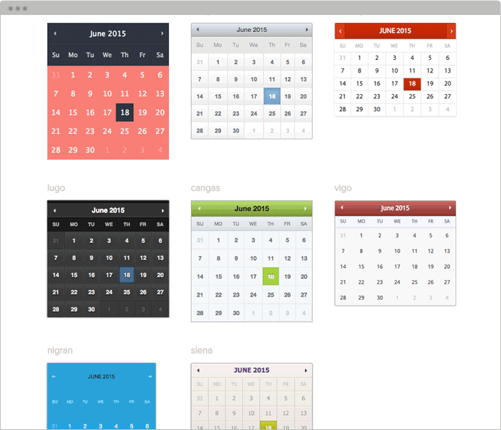 jQuery datepicker skins
